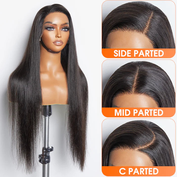 13x6 PartingMax Glueless Lace Wig 3D Cap Pre-bleached Straight Transparent Lace Front Wig 150% Density