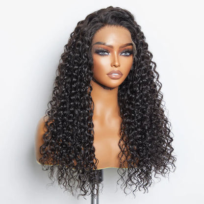 13x6 PartingMax Glueless Lace Wig 3D Cap Pre-bleached Water Wave Transparent Lace Front Wig 150% Density
