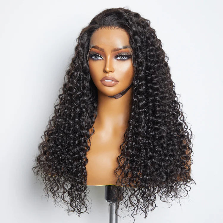 13x6 PartingMax Glueless Lace Wig 3D Cap Pre-bleached Water Wave Transparent Lace Front Wig 150% Density