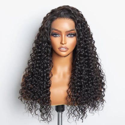 13x6 PartingMax Glueless Lace Wig 3D Cap Pre-bleached Water Wave Transparent Lace Front Wig 150% Density