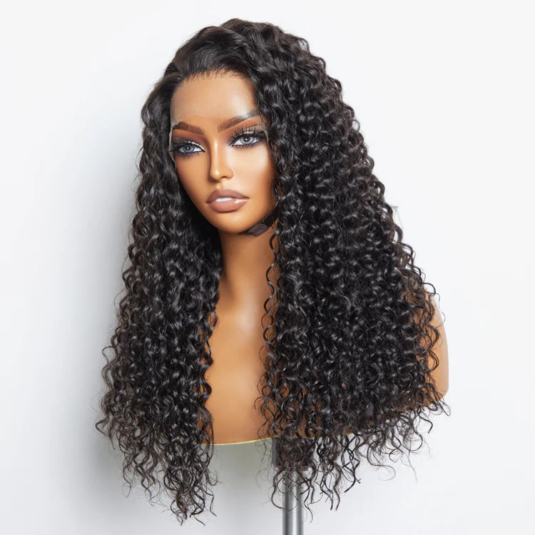 13x6 PartingMax Glueless Lace Wig 3D Cap Pre-bleached Water Wave Transparent Lace Front Wig 150% Density