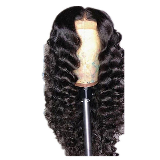 Wig Human Hair Small Volume Mid-length Curly Hair