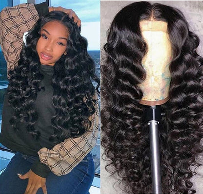 Wig Human Hair Small Volume Mid-length Curly Hair