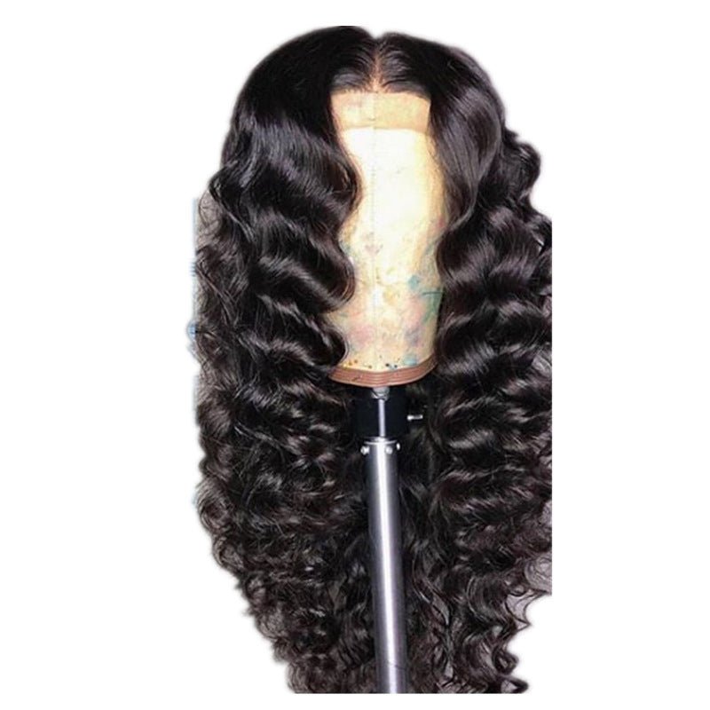 Wig Human Hair Small Volume Mid-length Curly Hair