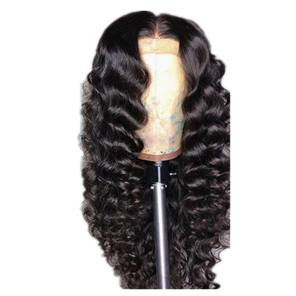 Wig Human Hair Small Volume Mid-length Curly Hair