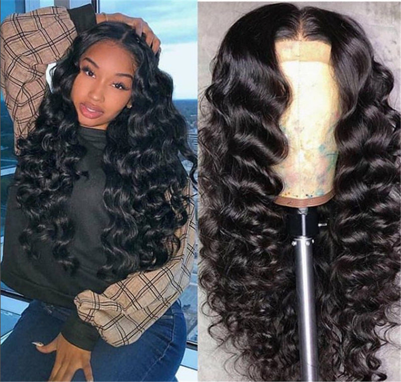 Wig Human Hair Small Volume Mid-length Curly Hair