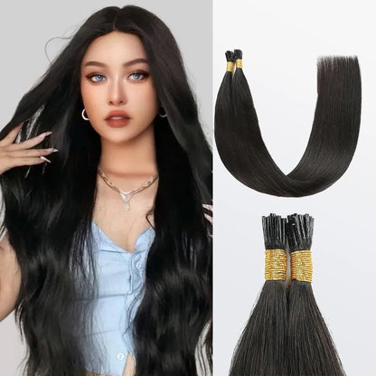 Hair Extensions Straight Natural Remy Human Hair (#1B Natural Black)