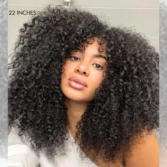 16inch-18inch -22inch #1B Natural Black Messy Curly Half Wig 180% Density