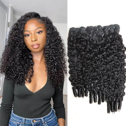 14-26 Inch Burmese Curly Bundles Virgin Brazilian Hair #1B Natural Black