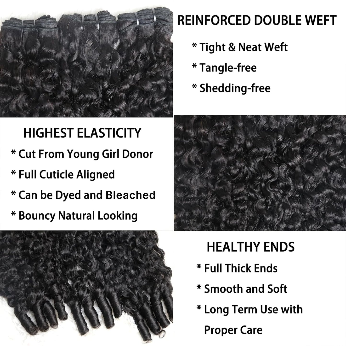 14-26 Inch Burmese Curly Bundles Virgin Brazilian Hair #1B Natural Black