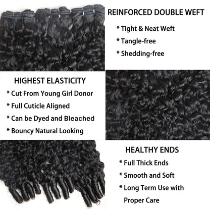 14-26 Inch Burmese Curly Bundles Virgin Brazilian Hair #1B Natural Black